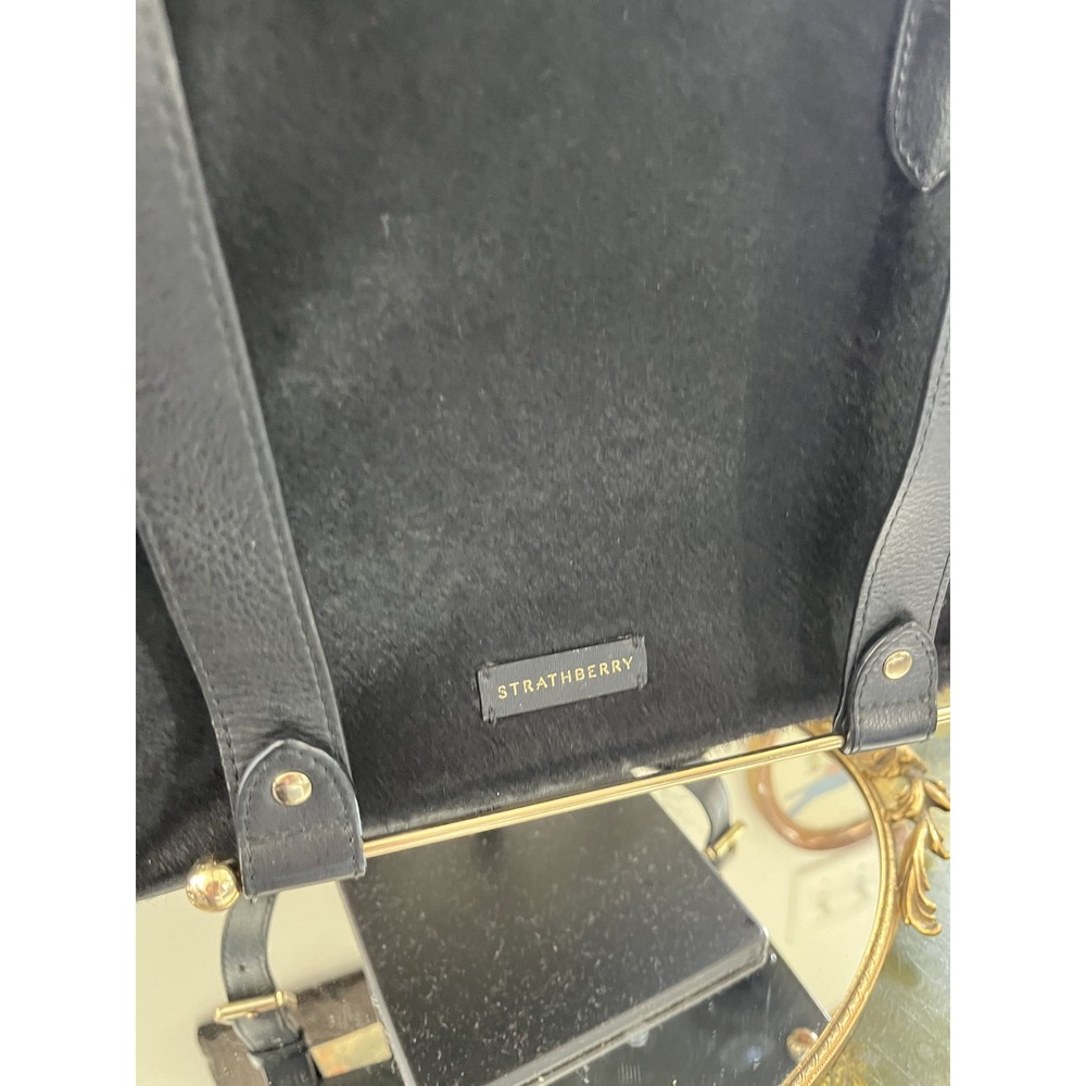 Strathberry Black Leather & Calf Hair Convertible Backpack Made in Spain - Picture 2 of 10